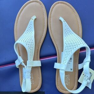 a.n.a Women’s Perforated Swiss White Sandals Size 11M